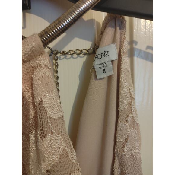 Cache Dress Bodycon Silver Hardware Lace Blush Pink Sz 6 - Picture 3 of 4